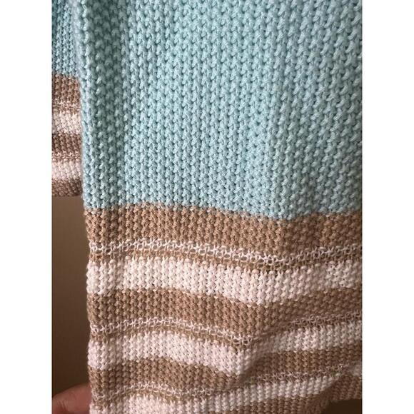 NWT Marble 7020 Blue Beige White Stripes 3/4 Sleeve Pullover Sweater Small - Picture 8 of 10